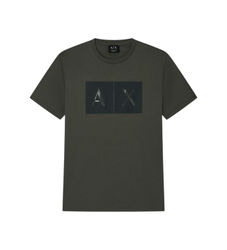 A|X Armani Exchangetil mænd. 8NZTCKZ8H4ZM8317 Afslappet mørkegrøn T-shirt (L), Casual, Bomuld, Korte ærmer