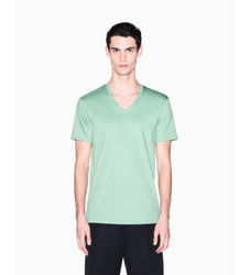 A|X Armani Exchangetil mænd. 8NZT75ZJA5ZU7209 T-shirt med V-hals, grøn (M), Casual, Bomuld, Korte ærmer