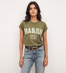 BA&SHtil kvinder. 1H26IONI Ioni grøn t-shirt (34), Casual, Bomuld, Korte ærmer