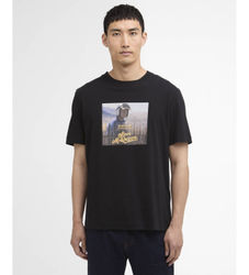 Barbour internationaltil mænd. MTS1584 Walde T-shirt sort (L), Casual, Bomuld, Korte ærmer
