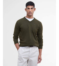 Barbourtil mænd. MKN0341 Essential V Sweater grøn (XL), Casual, Bomuld