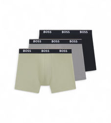 BOSStil mænd. 50554694 Sæt med 3 Power boksershorts grøn, grå, sort (XL), Afslappet, Flerfarvet, Bomuld