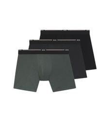 BOSStil mænd. 50534503 Sæt med 3 ensfarvede boxershorts sort, grøn, grå (S), Afslappet, Bomuld