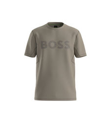 BOSStil mænd. 50531244 Aktiv khaki T-shirt (L), Brun, Casual, Grøn, Bomuld, Korte ærmer