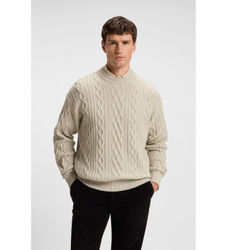BOSStil mænd. 50548689 Kableto beige trøje (XXL), Casual, Polyester