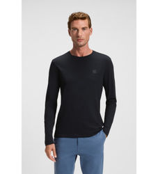 BOSStil mænd. 50512111 Tacks marineblå T-shirt (XS), Casual, Bomuld, Lange ærmer