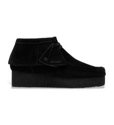 Clarkstil kvinder. 26182854 Wallabee Wedge Fringe Suede Ankle Boots Sort (37.5), 3-5 cm, Ruskind, Blonder, Casual