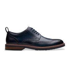 Clarkstil mænd. 26178471 Aldwin Limit lædersko navy (42), Fast, Blonder, Casual, Blå