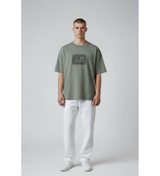 C.P. Companytil mænd. 20CMTS723A005100W T-shirt kortærmet grøn (S), Casual, Bomuld, Korte ærmer