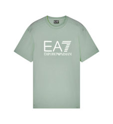 EA7til mænd. 7M001412_AF22264 Core Identity grøn strikket T-shirt (S), Casual, Bomuld, Korte ærmer