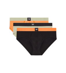 Emporio Armanitil mænd. EM002154_AF20673 Sæt 3 Essential Logolabel-trusser sort, grøn, orange (L), Afslappet, Bomuld