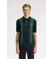 Fred Perrytil mænd. K2310 Polo grønt panel (L), Casual, Bomuld, Korte ærmer