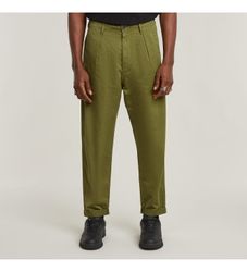 G-Startil mænd. D24543-D910-H031 Plisserede chinos, afslappede bukser, grønne (29/32), Casual, Genanvendt polister, Bæredygtig