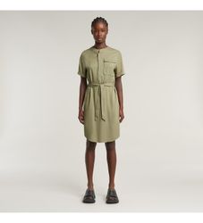 G-Startil kvinder. D26157-D573-6057 Grøn kjole med bælte (XS), Casual, Viscose, Korte ærmer
