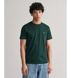 Ganttil mænd. 2003184 Skjold T-shirt grøn (XXS), Casual, Bomuld, Korte ærmer, Bæredygtig