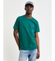 Ganttil mænd. 2003184 Skjold T-shirt grøn (XL), Casual, Bomuld, Korte ærmer