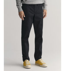 Ganttil mænd. 1505221 Slim Fit twill chino-bukser sort (32/34), Casual, Bomuld
