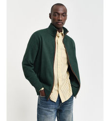 Ganttil mænd. 2028042 Sacker Rib-cardigan med lynlås i grøn (L), Casual, Bomuld
