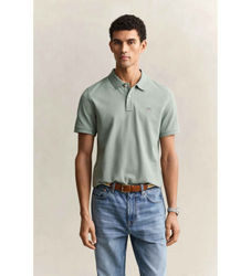 Ganttil mænd. 2210 Regular Fit Polo grøn (M), Casual, Bomuld, Korte ærmer