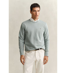 Ganttil mænd. 2006065 Shield sweatshirt med rund hals, grågrøn (L), Casual, Bomuld