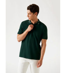 Guesstil mænd. M5YP34KCJV1 Poloshirt med logo på kraven, grøn (S), Casual, Bomuld, Korte ærmer