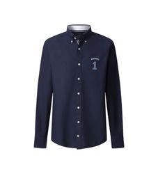 Hackett Londontil mænd. HM3010486 Heritage Oxford navy skjorte (L), Casual, Bomuld, Lange ærmer, Blå