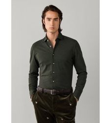 Hackett Londontil mænd. HM3010837 Grøn meleret pikéskjorte (XL), Casual, Bomuld, Lange ærmer
