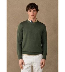 Hackett Londontil mænd. HM7000116 Ess Cotton Crew-trøje i olivengrøn (XL), Casual, Bomuld
