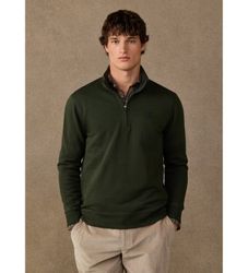Hackett Londontil mænd. HM5800195 Sweatshirt i bomuld med lynlås og grønt logo (M), Casual