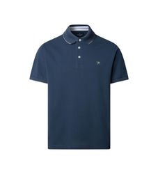 Hackett Londontil mænd. HM5600057 Selvedge Collarband navy polo shirt (L), Casual, Bomuld, Korte ærmer, Blå