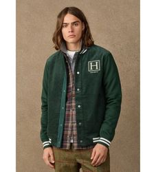 Hackett Londontil mænd. HM5800149 Grøn H Varsity jakke (M), Casual, Bomuld, Lange ærmer
