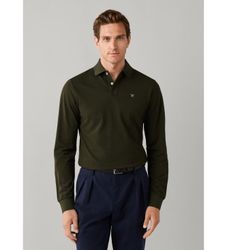 Hackett Londontil mænd. HM5500048 Polo Slim Fit Logo de manga larga verde (M), Casual, Grøn, Bomuld, Klassisk, Lange ærmer