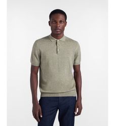 Harmont & Blainetil mænd. HRQ422030990 Grøn strikket poloshirt med tweed-effekt (XXL), Casual, Bomuld, Korte ærmer