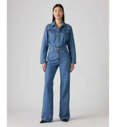 Levi'stil kvinder. A8647-0002 Blå western-overalls (M), Casual, Bomuld, Denim, Lange ærmer