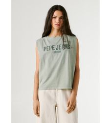 Pepe Jeanstil kvinder. PL5000164 Mirari grøn t-shirt (L), Casual, Bomuld, Uden ærmer/stropper