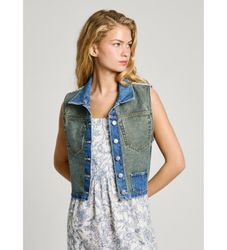 Pepe Jeanstil kvinder. PL402592 Vesten W11 Denim Rever blågrøn, blå (XL), Casual, Bomuld, Bæredygtig