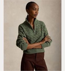 Polo Ralph Laurentil kvinder. 211963467508 Grøn sweater i bomuld med snoninger (XS), Casual