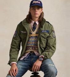 Polo Ralph Laurentil mænd. 710961616001 Ikonisk feltjakke grøn (XL), Casual, Bomuld