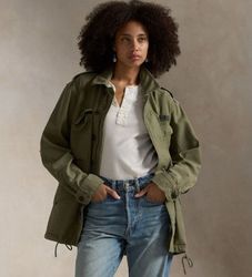 Polo Ralph Laurentil kvinder. 211941066001 Ikonisk jakke grøn (L), Casual, Bomuld