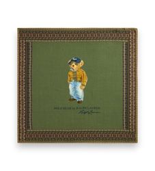 Polo Ralph Laurentil kvinder. 455P18122001 Firkantet tørklæde i uld med grøn Polo Bear (OSFA), Casual, Bomuld