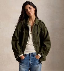 Polo Ralph Laurentil kvinder. 211A93153001 Kort jakke i grøn (M), Casual, Bomuld, Lange ærmer