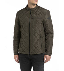 Replaytil mænd. M8000.000.84442 Khaki Poly Oxford-frakke (S), Brun, Casual, Grøn, Polyester