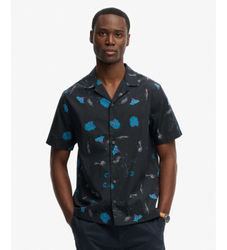Superdrytil mænd. M4011137A Skjorte Cabana Print navy (L), Casual, Bomuld, Korte ærmer, Blå