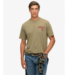 Superdrytil mænd. M1012248A Tokyo Narrative Loose T-shirt mørkegrøn (XXL), Casual, Bomuld, Korte ærmer