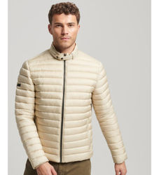 Superdrytil mænd. M5011785A Letvægts beige quiltet jakke (L), Casual, Nylon, Bæredygtig