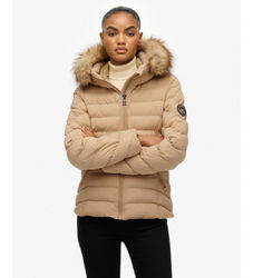Superdrytil kvinder. W5012000A Quiltet jakke Fuj beige (XS), Casual, Polyester