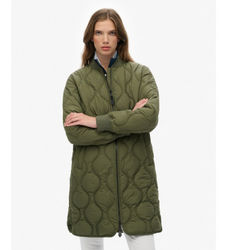Superdrytil kvinder. W5011932A Lang quiltet jakke grøn (XXL), Casual, Polyester