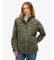 Superdrytil kvinder. W5011997A Militær Borg-jakke grøn (M), Casual, Bomuld