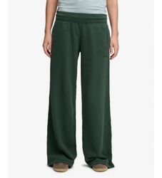 Superdrytil kvinder. W7011286A Grøn Essential Logo Wide Leg Jogger buks (S), Casual, Bomuld