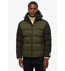 Superdrytil mænd. M5011903A Sportsquiltet jakke med hætte og sort, grøn farveblokering (XXL), Casual, Genanvendt polister, Bæredygtig